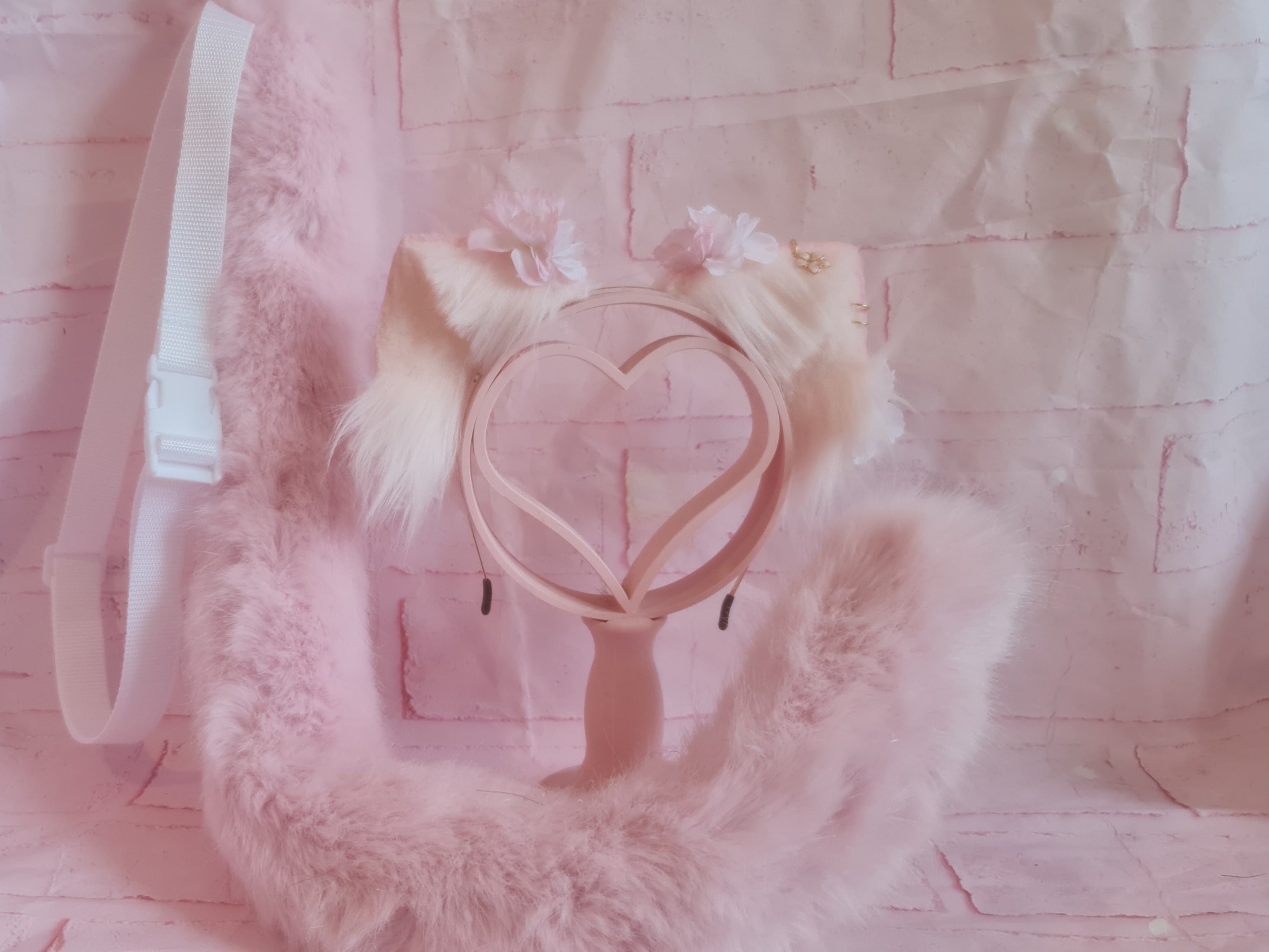SAKURA PINK KITTEN Ears, Tail & Choker Set