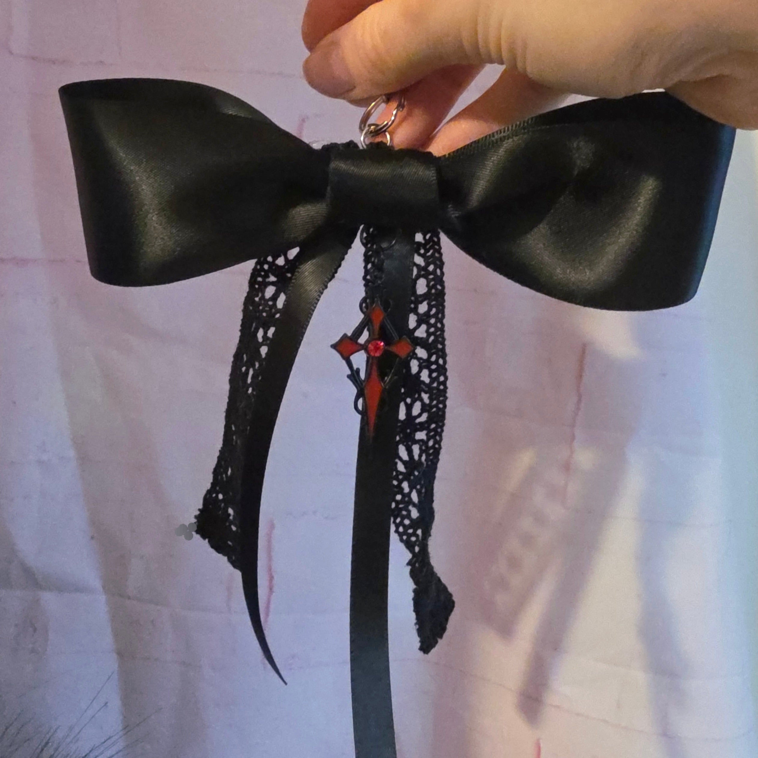 Black Keychain Tail Garnet Goth