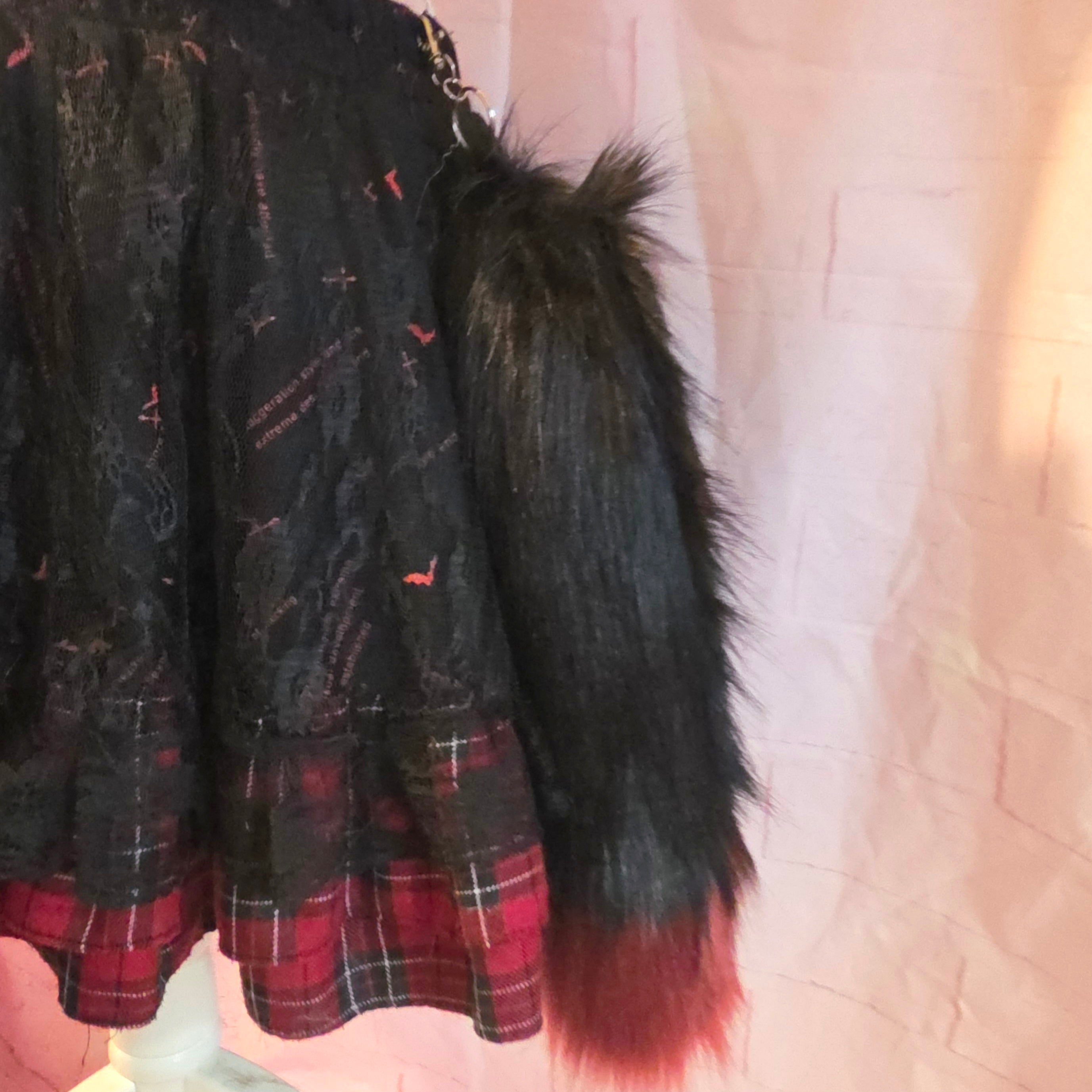 Black Keychain Tail Garnet Goth