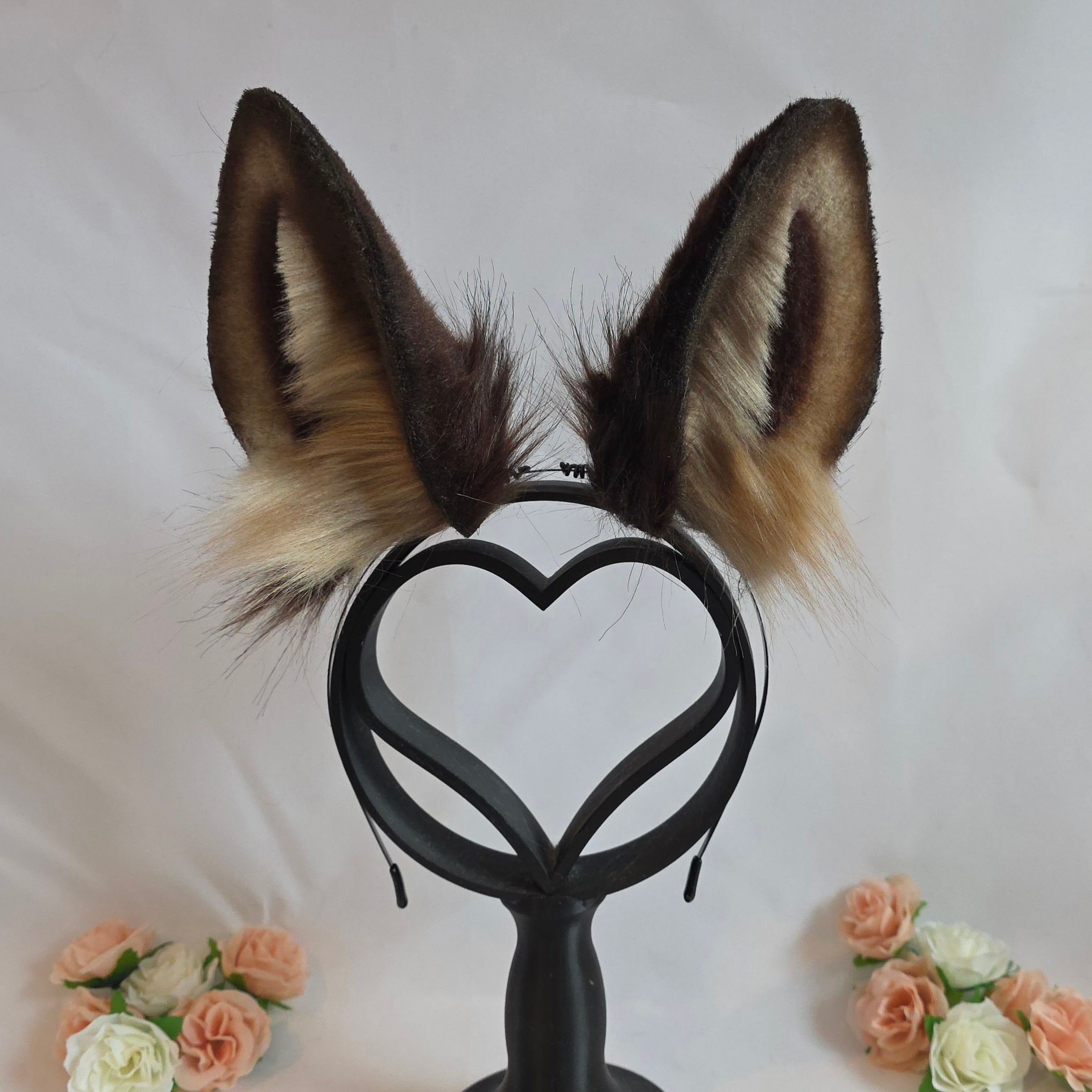 Brown upright bunny ears headband for costume and cosplay. Rabbit cosplay. Rabbit costume. Realistic bunny ears.
