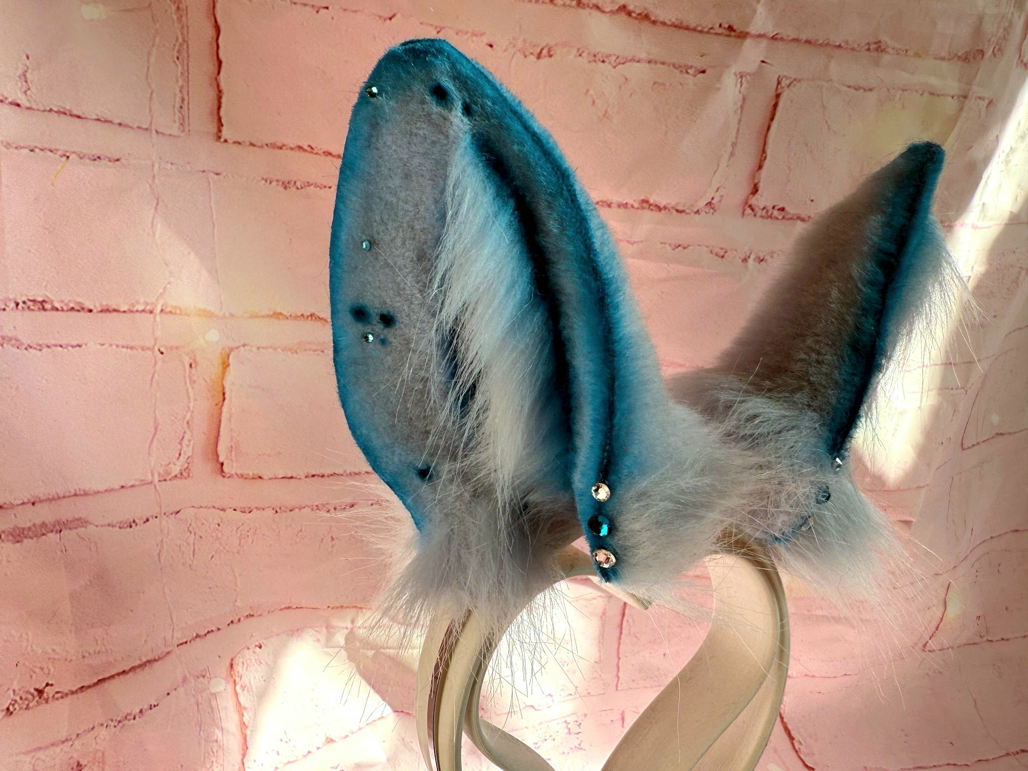 Blue rabbit ears cosplay costume furry