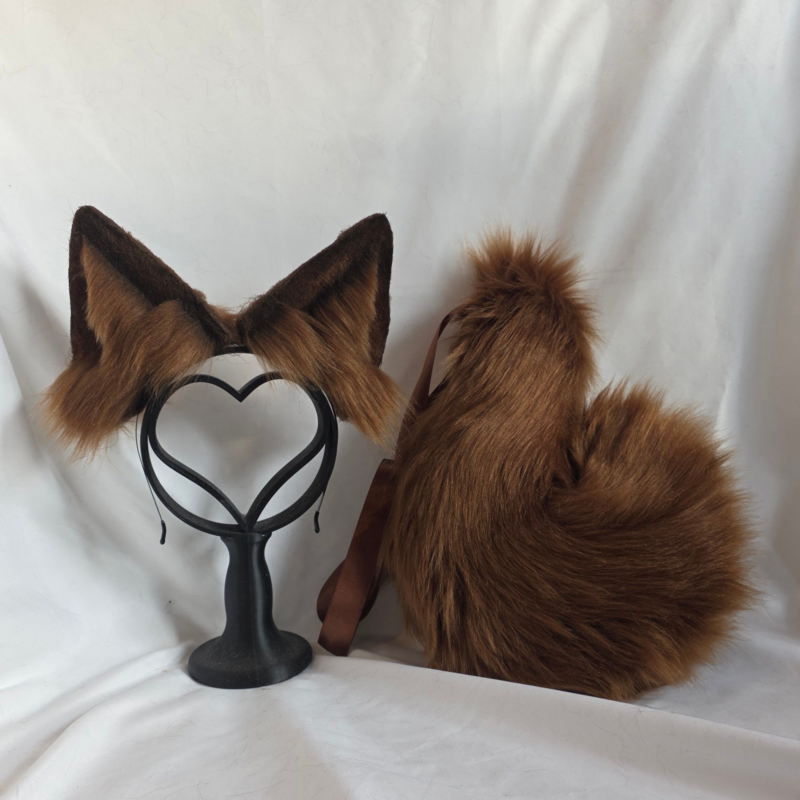 Light brown puppy ears and tail for cosplay furry accessory kemonomimi ears
