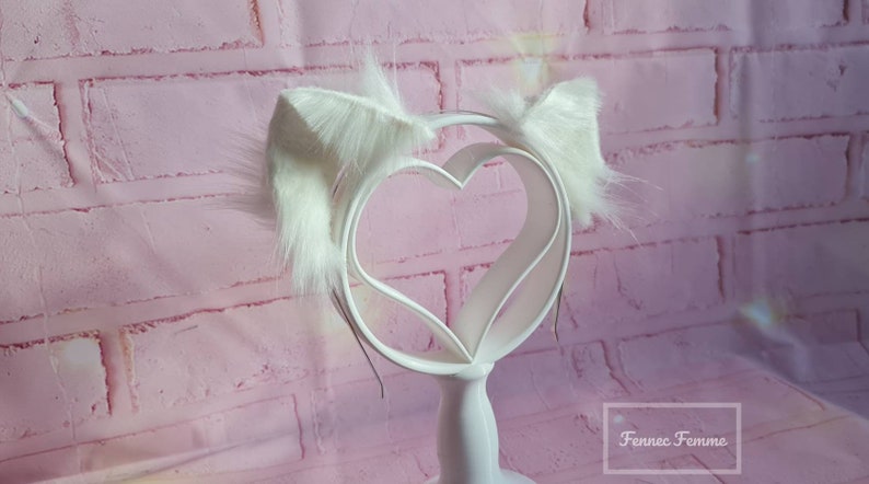 SNOW KITTY Poseable White Cat Tail & Ears