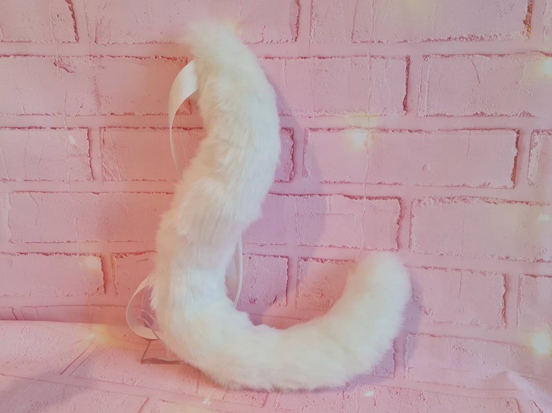 SNOW KITTY Poseable White Cat Tail & Ears