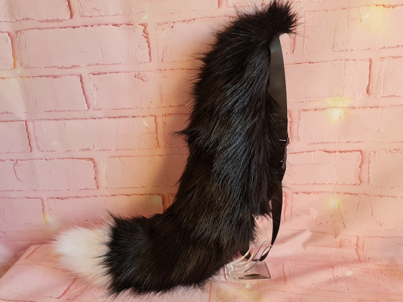 WHITE-TIPPED BLACK AND WHITE PUPPY Tail & Ear Set