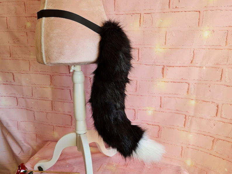 WHITE-TIPPED BLACK AND WHITE PUPPY Tail & Ear Set
