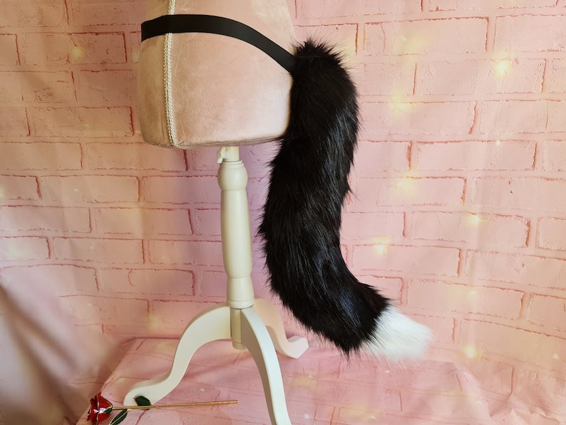 WHITE-TIPPED BLACK AND WHITE PUPPY Tail & Ear Set