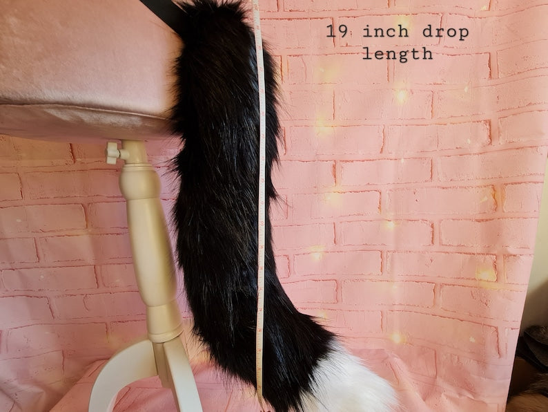 WHITE-TIPPED BLACK AND WHITE PUPPY Tail & Ear Set