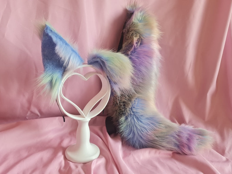 PASTEL SHIMMER PUPPY tail and ear set