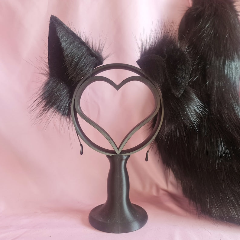 OBSIDIAN CURLED PUPPY ears and tail set