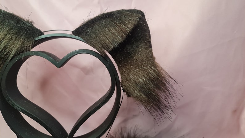 BRUNETTE CAT tail and ears set