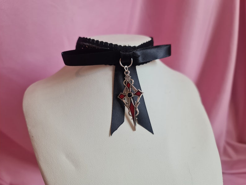 Gothic Lace Choker with Cross