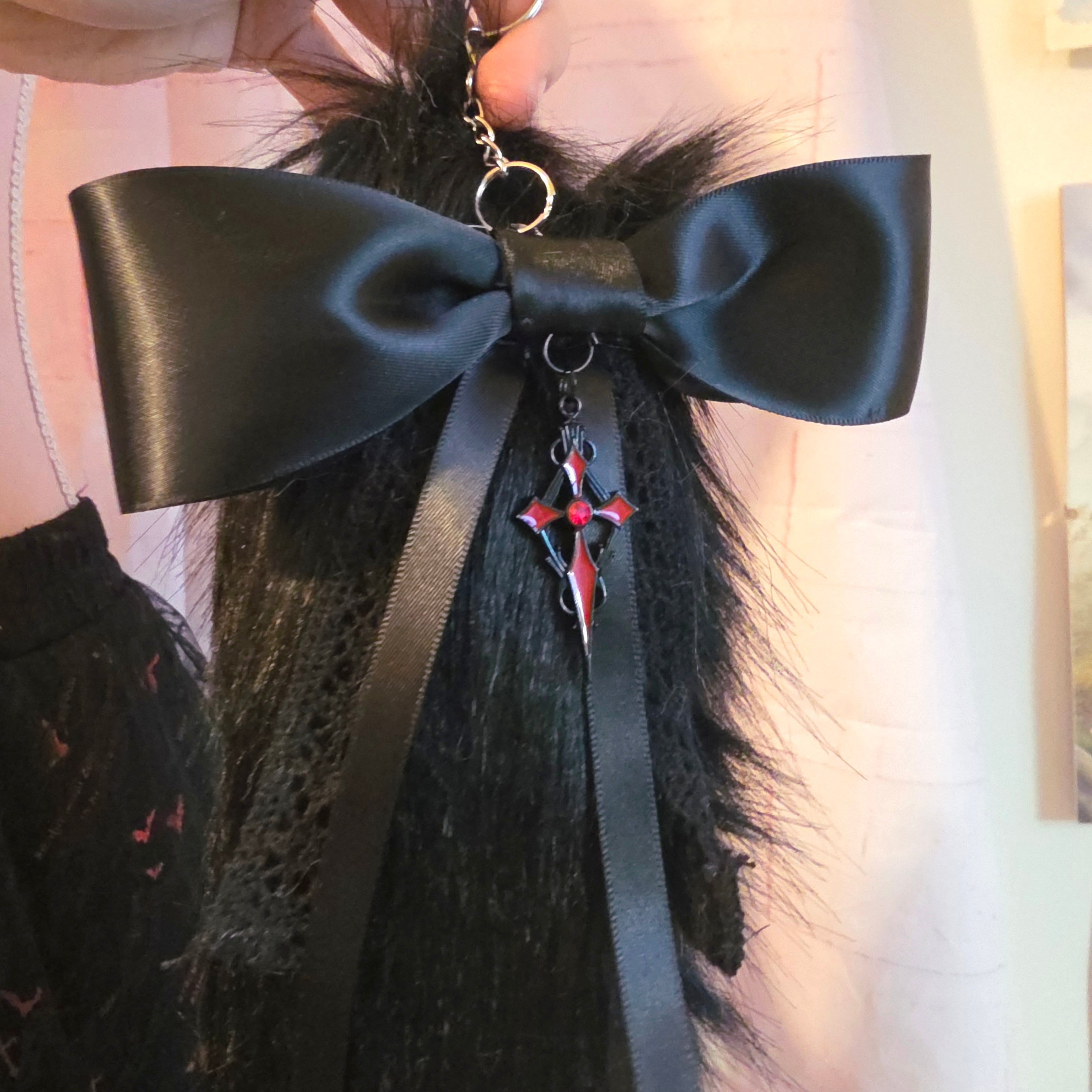 Black Keychain Tail Garnet Goth