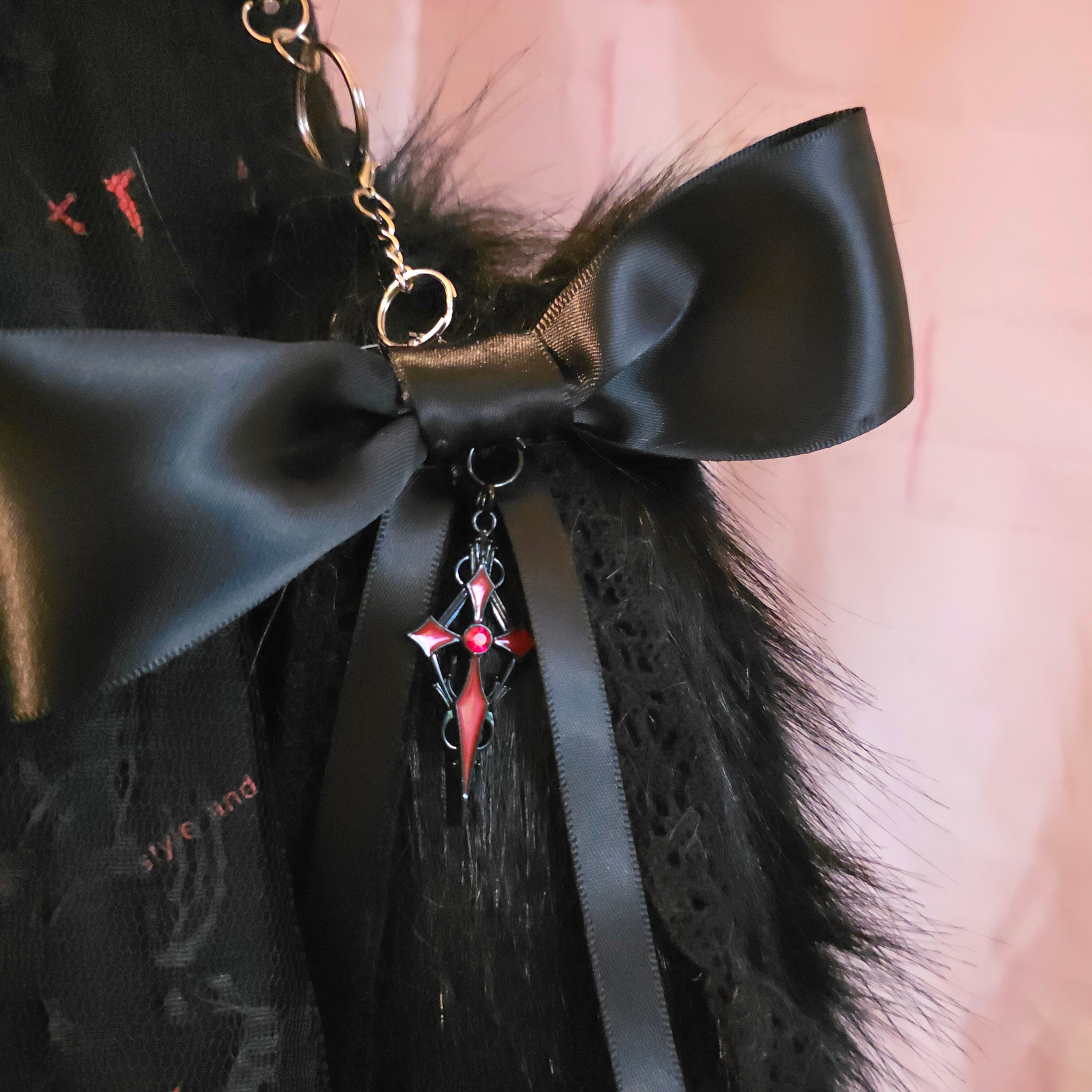 Black Keychain Tail Garnet Goth