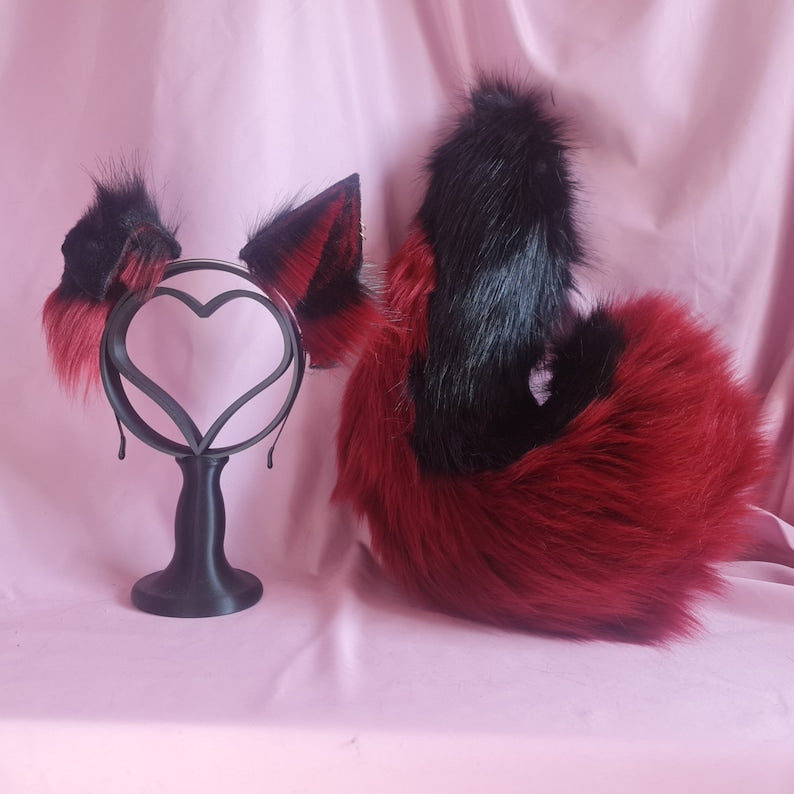 GARNET GOTH PUPPY ears and tail set