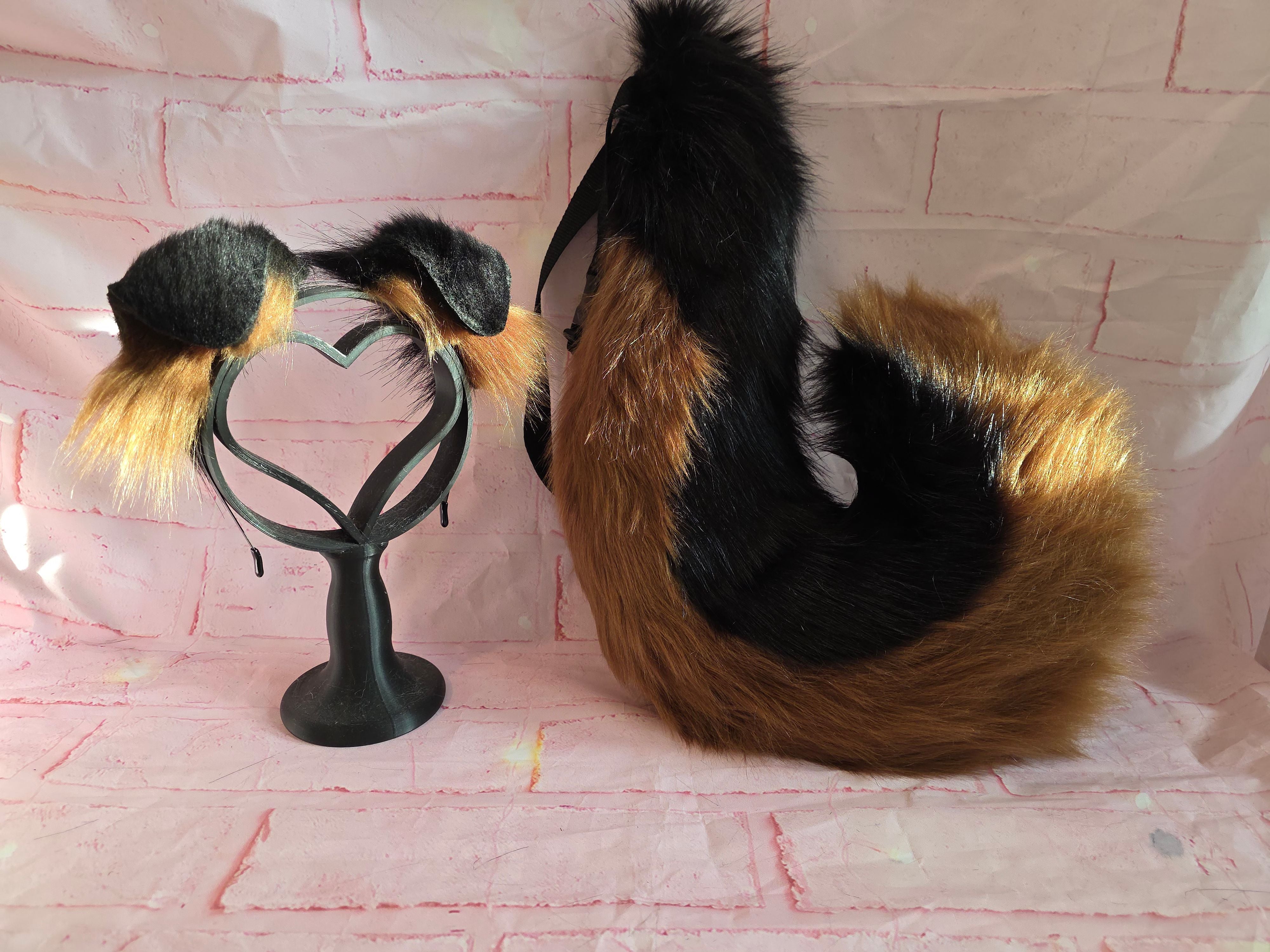 Brown puppy ears and tail set for cosplay costume furries